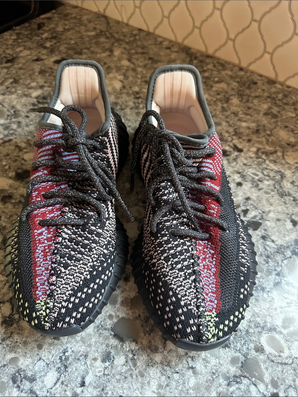 adidas Yeezy Knit Sneakers — Black, Gray, Cream, Red